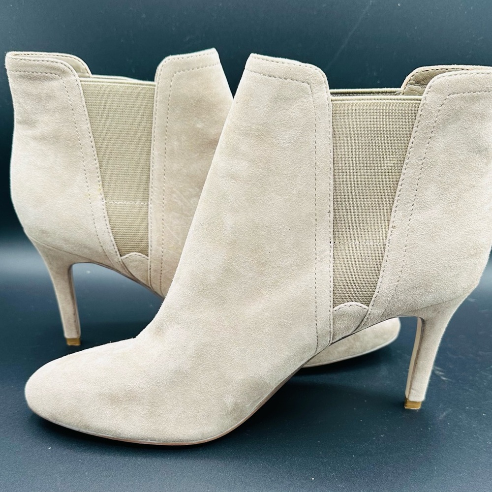Ivanka Trump Taupe Suede Pull-On Ankle Boot with a spike heel size 9 NEW!!